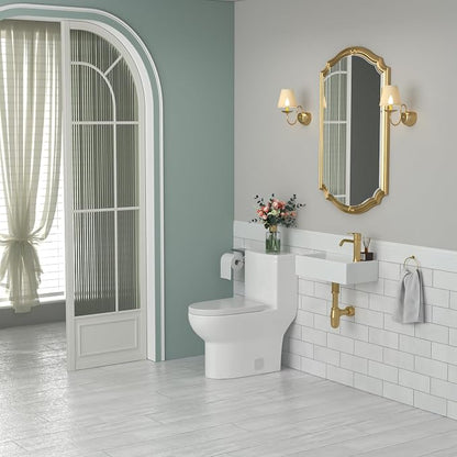 Wall Mount White Ceramic Bathroom Sink | Beslend 18x10 Small Wall Mounted Rectangle Sink White Porcelain Sink with Single Faucet Hole Wall Hung Hand Wash Art Basin