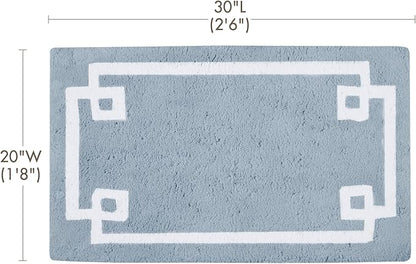 Madison Park Evan 100% Cotton Bath Rug Plush Absorbent, 20" x 30", Blue | Non-slip Backing, OEKO TEX, Luxurious Tufted Plush Bath Mat for Bathroom, Quick Dry, Spa Design Decorative for Shower Room