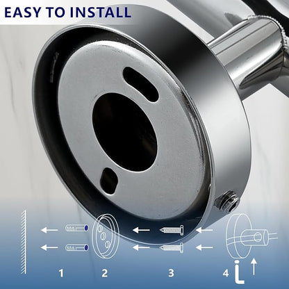 Bathroom Hardware Set Includes Towel Ring, Toilet Paper Holder and 2 Towel Hooks, SUS304 Stainless Steel Modern Wall-Mounted Bathroom Set, Rustproof Bathroom Fitting Set (Chrome)