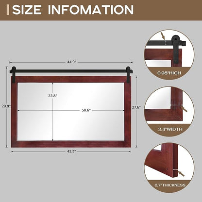 COGOOD Farmhouse Bathroom Mirrors for Over Sink - 30 x 45 Espresso | Rustic Barn Door Wood Framed Vanity Mirror for Entryway, Living Room, Bedroom, Dresser Wall Decor