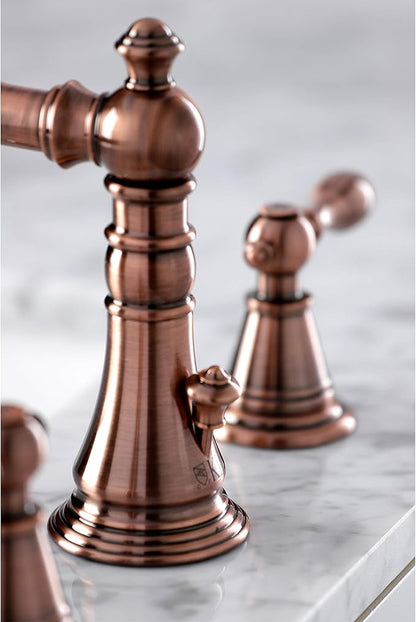 Fauceture FSC197ALAC English Classic Widespread Bathroom Faucet with Brass Pop-Up, Antique Copper