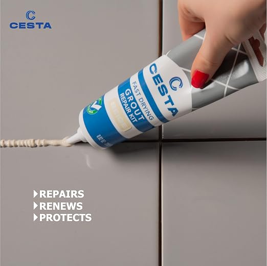 Tile Grout Repair Kit Beige-Fast Drying Premixed Grout Filler for Bathroom, Kitchen & Floor- Restore & Renew Tile Joints Line - Squeeze Tube with Applicator- Fills Cracks and Gaps (8.8 oz)