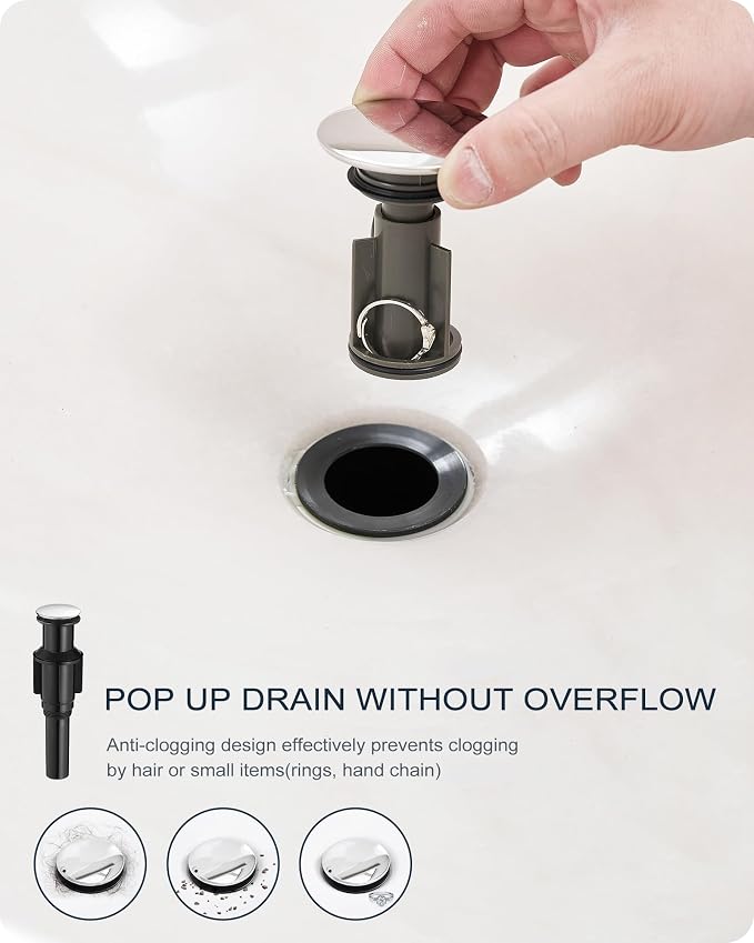 Brass Vessel Faucet 1 Hole, Chrome Tall Bathroom Faucets for Vessel Sinks with 1 Handle, Pop Up Drain, cUPC Water Supply Line & Arched Spout Aerator for Countertop Sink, 5 Mins Quick Install