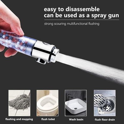 Jetting Shower Head, Modern Style, 3 Mode Shower Sprayer, High Pressure, Polished Finish, ABS Material, Mineral Stone Beads, 1 Spray Setting, 1.5" Diameter