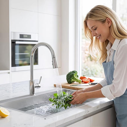 33x22 Inch Topmount or Drop In Kitchen Sink Worktation, Stainless Steel Single Bowl Sink with Drainpipe for RV, Prep Kitchen