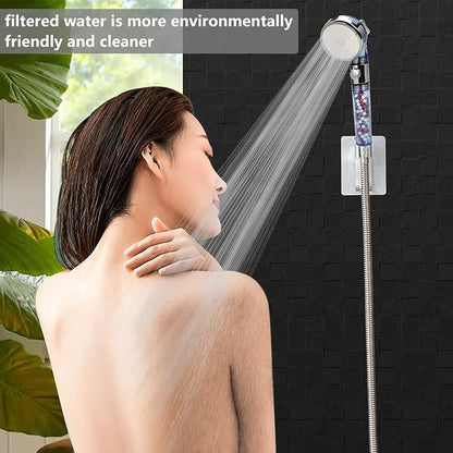 Jetting Shower Head, Modern Style, 3 Mode Shower Sprayer, High Pressure, Polished Finish, ABS Material, Mineral Stone Beads, 1 Spray Setting, 1.5" Diameter