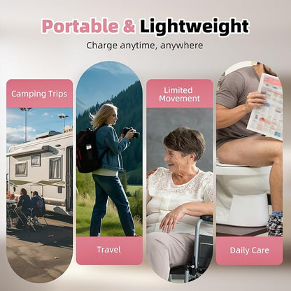Hibbent Portable Bidet for Travel, High Pressure Handheld Electric Sprayer, Rechargeable Travel Bidet for Women & Men, Personal Hygiene Cleaning, Soothing Postpartum Care, Pink