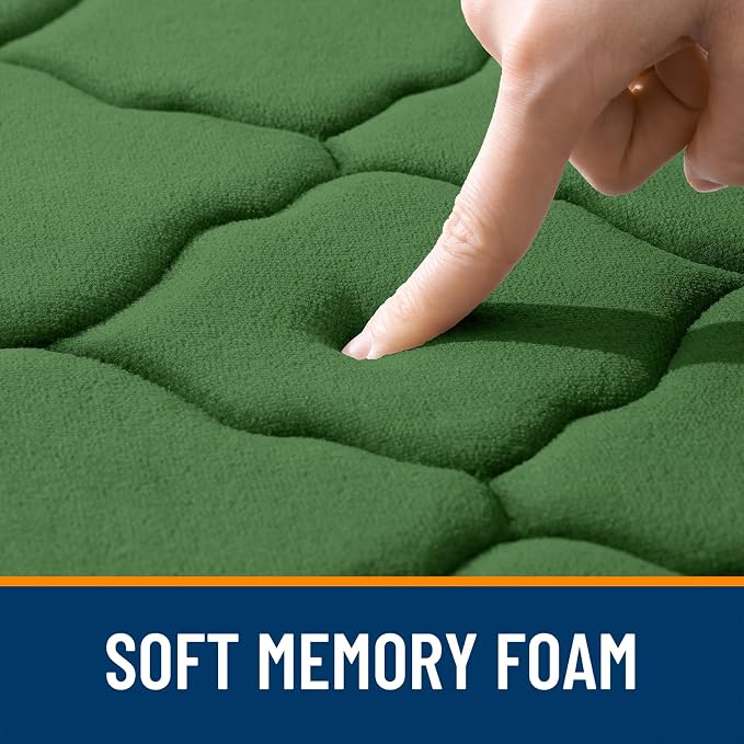 OLANLY Memory Foam Bath Mat Rug 36x24, Ultra Soft and Absorbent Bathroom Rugs, Non-Slip, Comfortable, Machine Washable Bath Carpet for Bathroom Floor, Shower and Home Decor Accessories, Olive Green