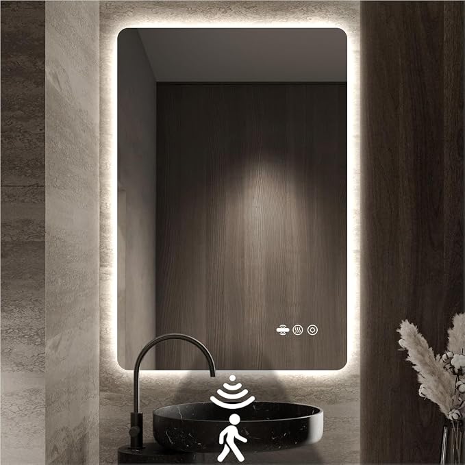 28" x 36" LED Bathroom Mirror with Lights - Motion Sensor | Smart Backlit Mirror Bathroom, Frameless, Auto Sensor, Anti-Fog, Stepless Dimmable 3-Color, Ultra-Clear & Shatter-Proof