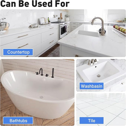 DWIL Tub Paint, Tub and Tile Refinishing Kit 33oz with Tools, Tile Refinishing Kit White Bathtub Paint Water Based &Low Odor, Easy to Use Sink for Bathroom Kitchen, Semi-Gloss White, 50-55sq.ft