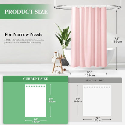 Stall Waffle Shower Curtain 256 GSM Heavy Fabric 60x72 Pink | 60 Inch Wide, Thick Cloth, Weighted Hem, Water Repellent, Hotel Luxury Polyester Shower Curtain Set for Bathroom 10 Hooks