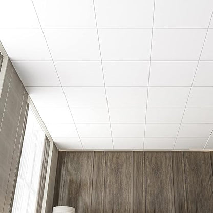 Art3d 12-Pack Smooth Drop Ceiling Tiles, No Sag and Breakage, White | 2 x 2 ft, PVC, Waterproof, Fire-Rated, Reusable, Compatible with Grid System, Perfect for Living Room