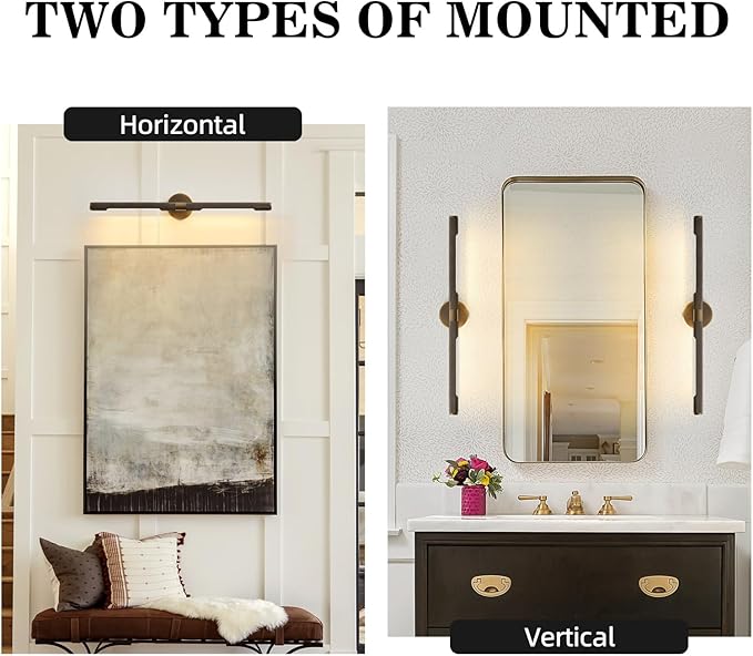 Museum Gallery Bathroom Picture Light - 30 Inch Long Bronze Brass Dimmable Hardwired Wall Sconces with E12 Bulb - Frame Pictures Art Deco Sconce Lights for Painting Photo Artwork Library Vanity Over