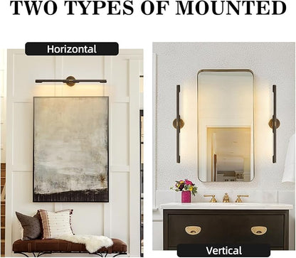 Museum Gallery Bathroom Picture Light - 30 Inch Long Bronze Brass Dimmable Hardwired Wall Sconces with E12 Bulb - Frame Pictures Art Deco Sconce Lights for Painting Photo Artwork Library Vanity Over