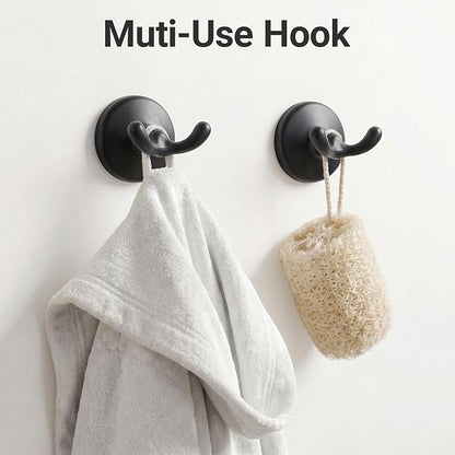 24-Inch Wall Mounted Towel Racks for Bathroom – Space Saver 4-Piece Durable Stainless Steel Bathroom Hardware Set with Towel Bar, Towel Ring, Toilet Paper Holder & Hook, Matte Black