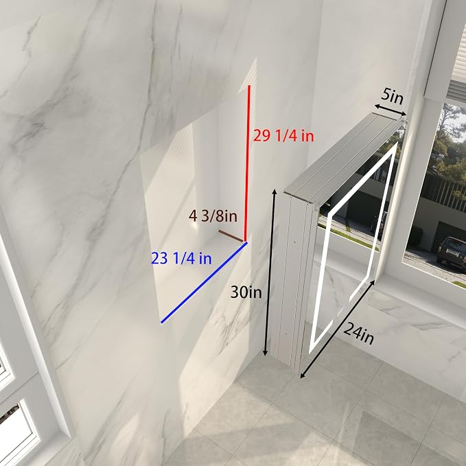 LED Bathroom Medicine Cabinet with Mirror, 24"x30" Anti-Fog Smart Mirror Cabinet, UPVC Waterproof Vanity Cabinet Recessed/Surface, Adjustable Shelves, 3-Color Dimmable, Motion Sensor, DTC Left Hinges