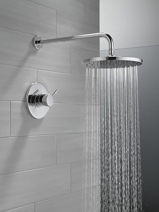 Delta Modern 14 Series Round Rain Shower Faucet Set, Chrome Shower Head and Handle Set, Valve Trim Kit, Chrome T14269-PP (Valve Not Included)
