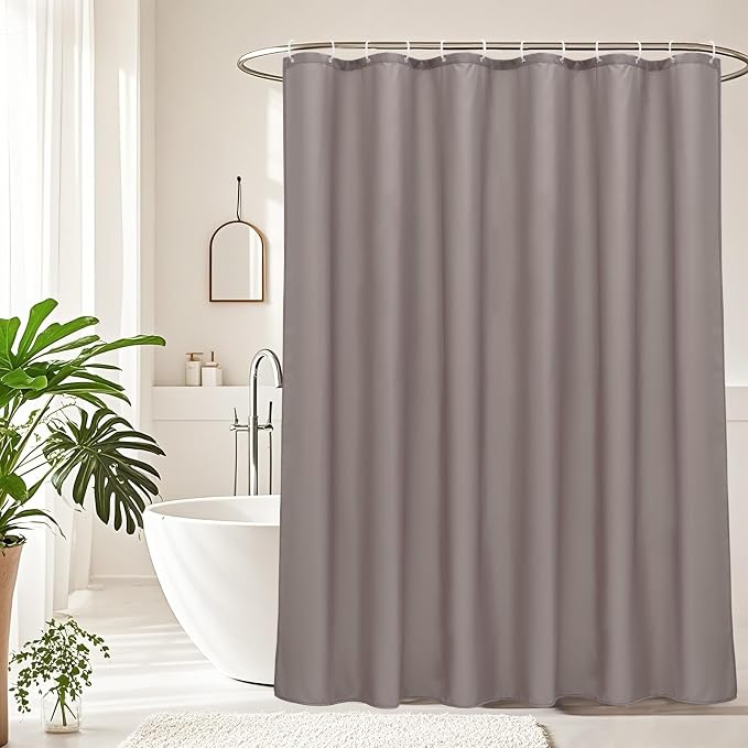 AooHome Standard Size Shower Curtain, Polyester Durable Solid Shower Curtain for Hotel with Hooks, Weighted Hem, Waterproof, Chocolate, 72x72 Inch
