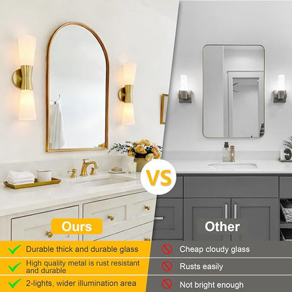 Bathroom Wall Sconce, Modern Indoor Vanity Light Fixtures 17", Up Down Lighting, Wall Mount Lamp for Living Room Bedroom Hallway Stairway Fireplace Mirror E26 Base 1PC White&Gold