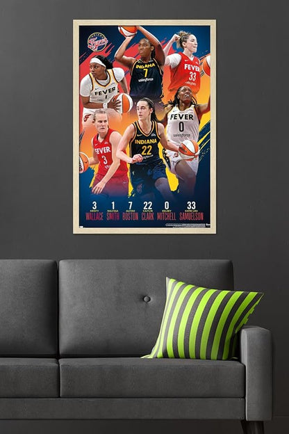 Trends International WNBA Indiana Fever -Team 24 Wall Poster, 34L x 22.4W, Blonde Framed Version