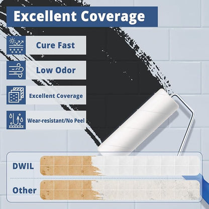 DWIL Tub Paint, Tub and Tile Refinishing Kit with Tools, Bathtub Paint Water Based &Low Odor, Easy to Use for Sink Bathroom Shower, Black 35oz/50-55sq.ft