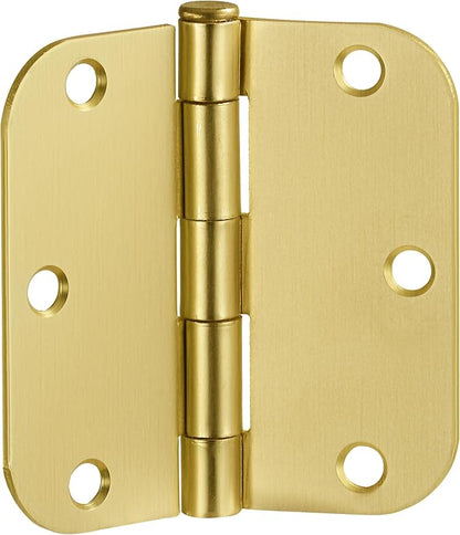 Design House 10-Pack 3.5-Inch x 3.5-Inch Interior Door Hinges with 5/8-Inch Radius, Satin Brass, Heavy Duty Steel Construction, Left- or Right-Handed – Design House, 181404