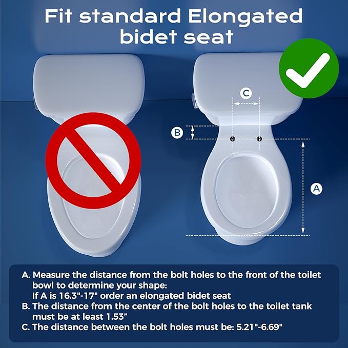 Round Heated Toilet Seat with Night Light, Three Temperature Settings Heated Seat,70 in Power Cord, Fit Round Toilet, Cold Water Bidet Function Toilet Seat With Slow Close