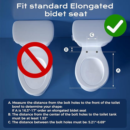 Round Heated Toilet Seat with Night Light, Three Temperature Settings Heated Seat,70 in Power Cord, Fit Round Toilet, Cold Water Bidet Function Toilet Seat With Slow Close