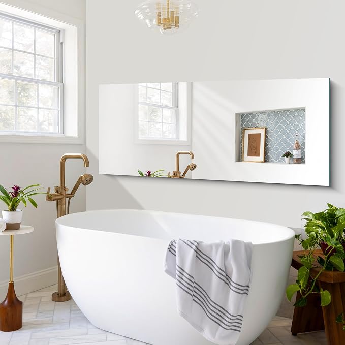 CILIBER Frameless Mirror, 24x60 Mirrors for Wall, Large Bathroom Mirror for Over Sink, Rectangle Frameless Vanity Mirror with Polished Edge, 3mm Tempered Glass, Hangs Horizontally or Vertically