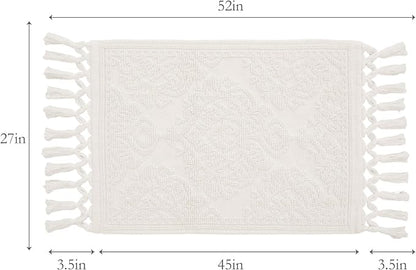 Jean Pierre - Ricardo Bath Mat, Woven Fringe Bathroom Rugs, 100% Cotton, Premium Bathroom Decor - Measures 27" x 52" - Ivory
