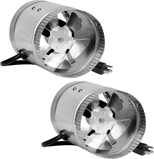 iPower 4 Inch Inline Duct Fan with Low Noise, HVAC Exhaust Booster Fan for Basements, Bathrooms, Kitchens, Workshops and Attics Ventilation, 2 Pack