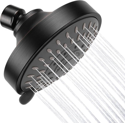 AISOSO Shower Head, 5 Modes High Pressure Shower Heads for Relaxed Shower Experience, 4.1 Inch Bathroom Fixed Showerhead Even at Low Water Pressure for Powerful Spray, Oil Rubbed Bronze