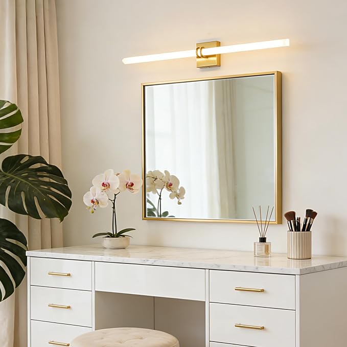 Gold Bathroom Light Fixture LED Vanity Light 37.4" 5CCT Wall Sconce | LED Dimmable Wall Light Modern 360° Lighting, 35W Hardwired Vanity Light for Bathroom Mirror, Flicker-Free Easy Install