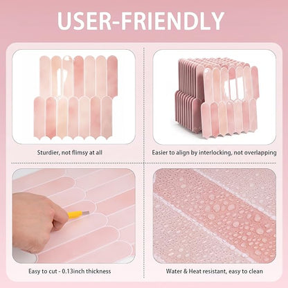 Arttown Peel and Stick 3D Wall Backsplash, 10-Sheet, 12" × 12" Coral Pink | Subway Tile Self Adhesive Thicker Design Wall Tiles Panel Wallpaper for Rental Housing Kitchen Bathroom Balcony