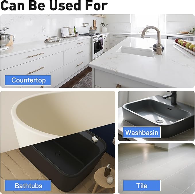 DWIL Tile Paint, Tub and Tile Refinishing Kit with Tools, Bathtub Paint Water Based &Low Odor, Easy to Use for Bathroom Kitchen, Semi-Gloss Vanilla White