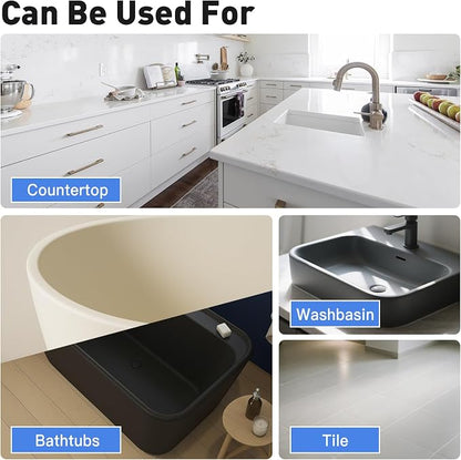 DWIL Tub Paint, Tub and Tile Refinishing Kit 33oz with Tools, Tile Refinishing Kit Bathtub Paint Water Based &Low Odor, Easy to Use Sink for Bathroom Kitchen, Semi-Gloss Vanilla White, 50-55sq.ft