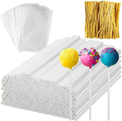 1200Pcs Cake Pop Sticks and Wrappers, 6IN Cake Pop Sticks with Ties for Lollipops, Chocolates Cookies, Candies