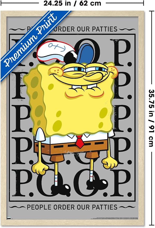 Trends International Nickelodeon Spongebob - P.O.O.P. Wall Poster, 34L x 22.4W, Blonde Framed Version