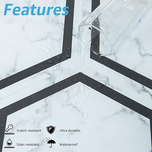 Art3d 60-Pack Hexagon Peel and Stick Flooring Tile Marble Look, Self Adhesive Waterproof Vinyl Floor Tile for Kitchen Bathroom Living Room Bedroom, 11.8" x 10.2" White Marble