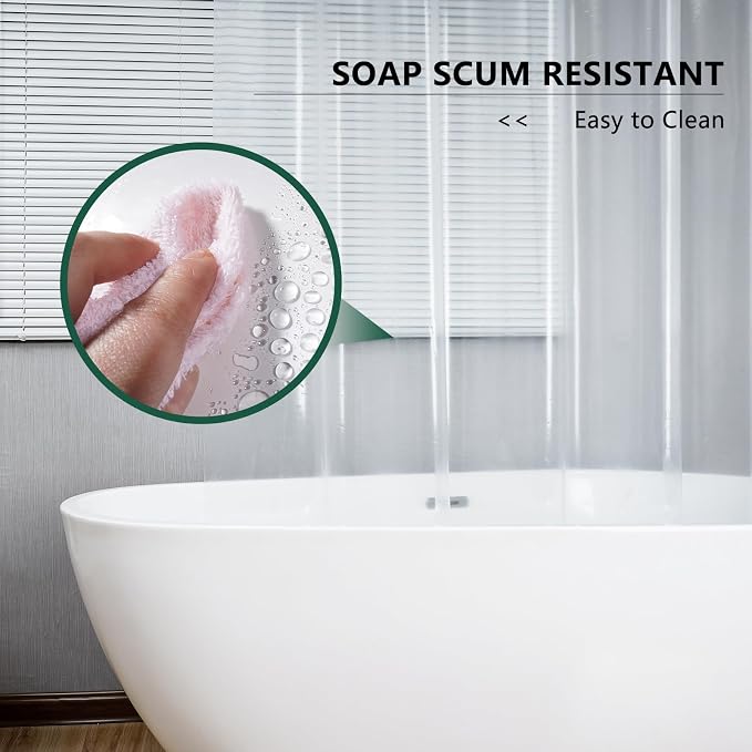 AooHome Long Clear Plastic Shower Curtain Liner, 72x78 Premium Light Weight EVA 4G Plastic Bathroom Shower Liner with Rustproof Metal Grommets and 5 Magnets for Shower Stall, Bathtubs(No Hooks)