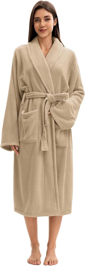 Soft Robe For Women，Warm Plush Bath Robes Female，Spa Towel After Shower Lightweight Long Bathrobe