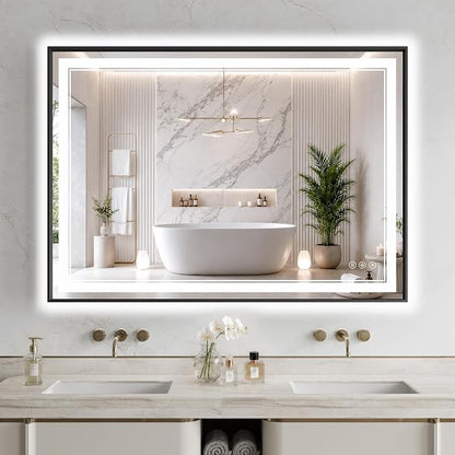 36"x48" LED Bathroom Mirror with Lights, Backlit + Front Lit, Anti-Fog | Lighted Bathroom Mirror with One-Piece Aluminum Alloy Frame, HD Shatterproof Tempered Glass, Dimmable, Memory Function