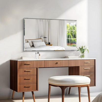 KOCUUY Beveled Mirror, 24x40 Inch Frameless Bathroom Mirror for Over Sink, Upgraded Shatterproof Beveled Unframed Design Mirror for Bathroom, Bedroom, Hang Horizontal/Vertical