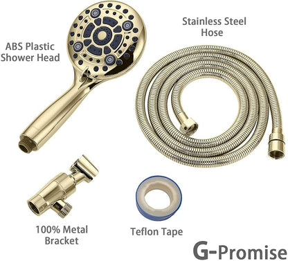 G-Promise High Pressure 6 Mode Hand Held Shower Head with Extra Long Hose | High Pressure, 6 Spray Mode, Easy Install, Adjustable Angle, Extra Long Hose, Modern Upgrade