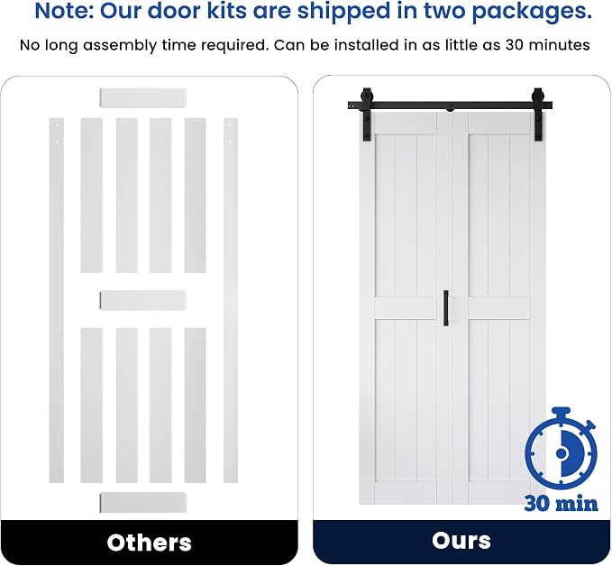 SMARTSTANDARD Bifold Barn Door 72" x 84", MDF Bi-Fold Sliding Closet Doors | Hardware Kit Included, Pre-Finished Easy Assembly, Water-Proof PVC Surface & Save Space, H-Frame, 80" Track for 4 Doors