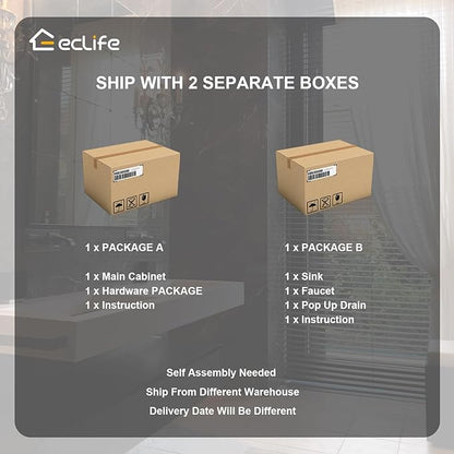 eclife 30" Floating Bathroom Vanity Sink Combo, Wall Mounted Modern Minimalist Storage Cabinet with 2 Drawers, Include Sink, Faucet & Drain, Natural