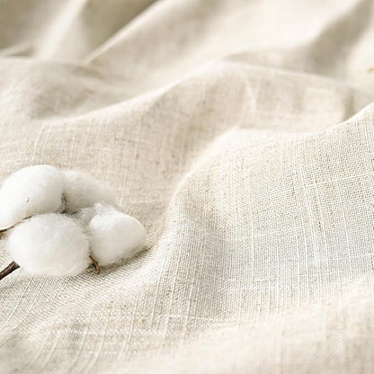 DOSLY IDÉES Farmhouse Shower Curtain,Beige and Brown Stripe,Button Curtain,Linen and Cotton Woven Fabric,Rustic Charm Country Chic Style,72x78 in