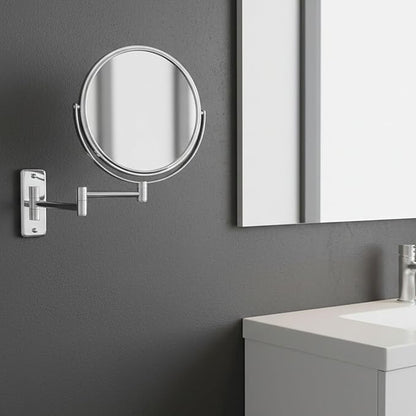 JERDON Wall-Mounted Magnifying Mirror - Bathroom Makeup Mirror with 5X Magnification - 8-Inch Diameter - Chrome Finish - Model JP7506CF