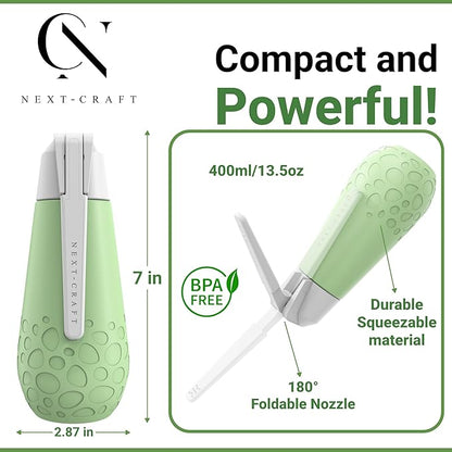 Portable Bidet for Men & Women – Handheld Travel Bidet & Peri Bottle with 180° Foldable Nozzle – Ideal for Postpartum Recovery, Perineal Care, Camping & Daily Hygiene – BPA-Free 13.5oz – Nextcraft
