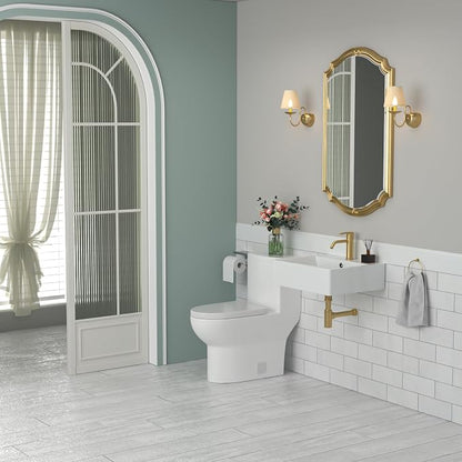 Floating Wall Mount Sink | Beslend 20"x17" Inch White Ceramic Vessel Sinks, Rectangular Art Basin with Single Hole, Small Space-Saving Bathroom Sink